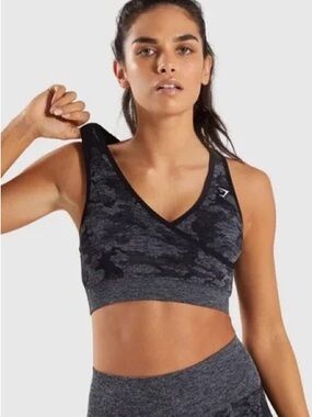 Gymshark Black Camo Adapt Seamless Sports Bra